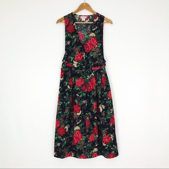 Vintage Botanical Holiday Motif Pinafore Dress | Size M - Picture 11 of 15